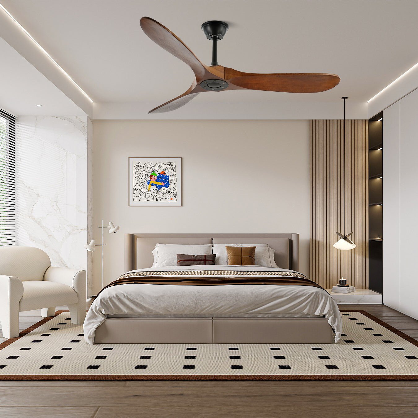 Ventilador de techo de madera Lorenna