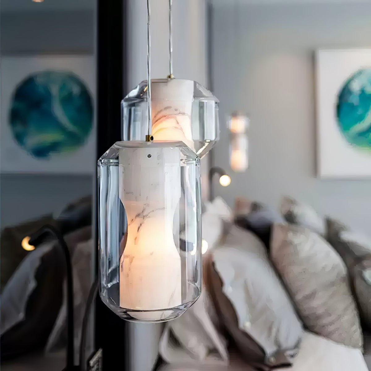 Alabaster Glass Cylinder Pendant Light – detail 14