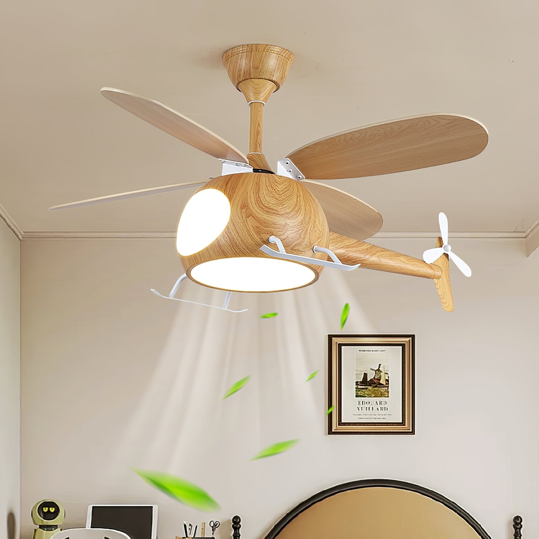 Ventilador de techo Jaraiso con forma de helicóptero