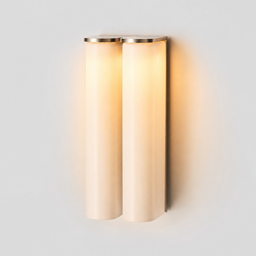 Aplique de pared tubular Olmiven Cobre + vidrio blanco Luz cálida