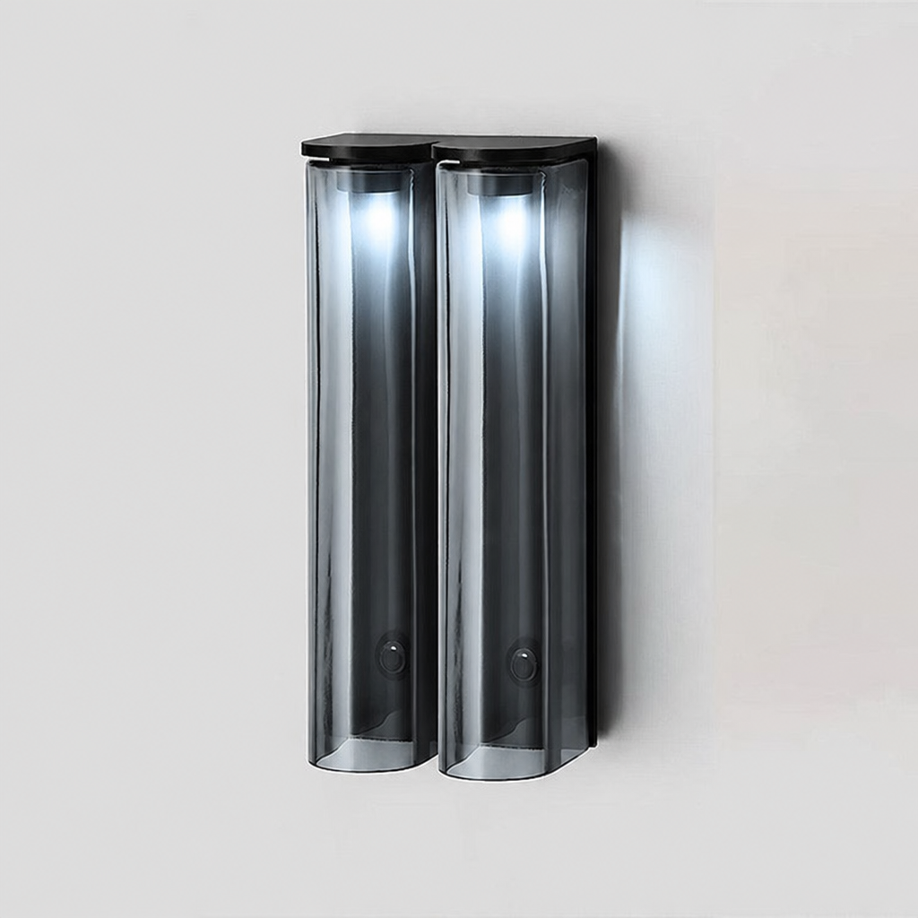 Aplique de pared tubular Olmiven Negro + vidrio gris humo Luz fría