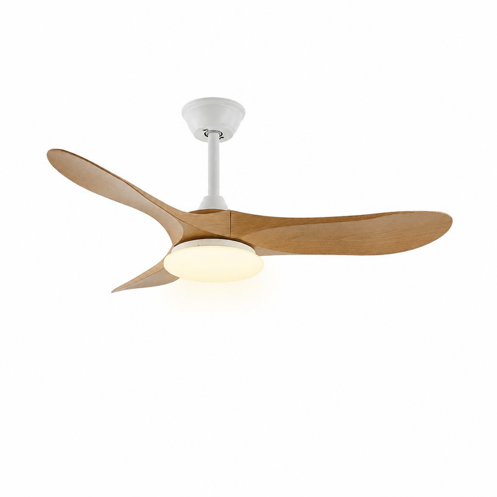 Nacarea Veta madera natural y blanco, aspas de ABS Luz cálida