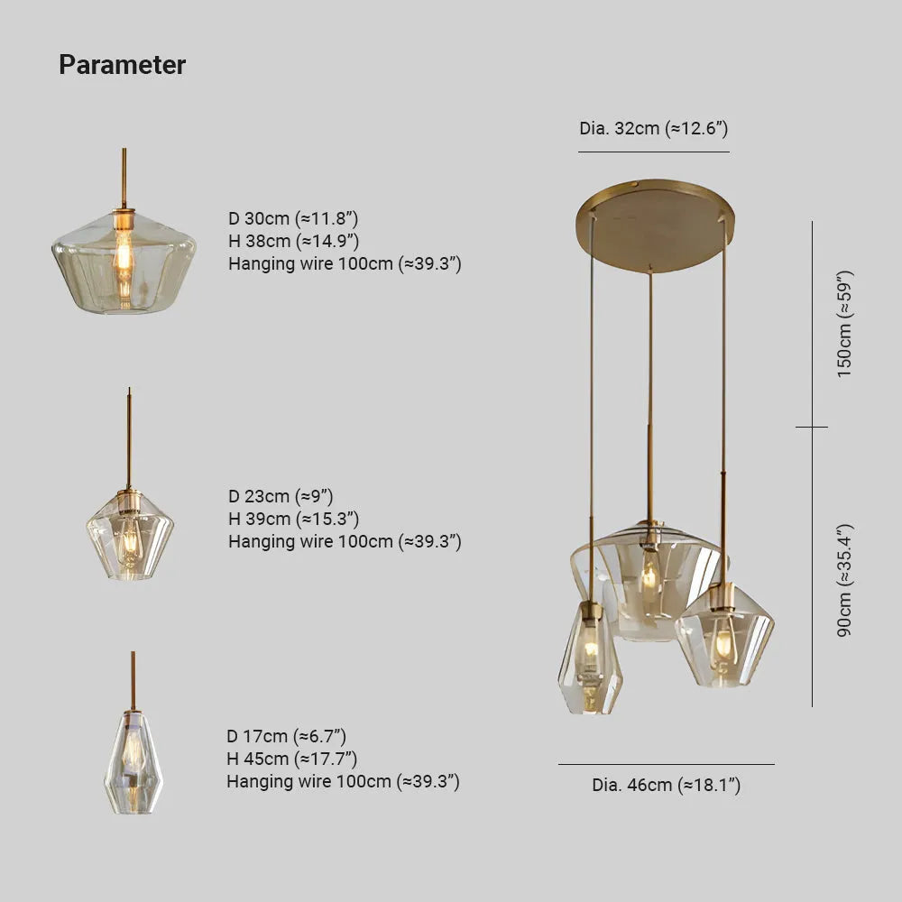 Lámpara colgante diamante Avaoro