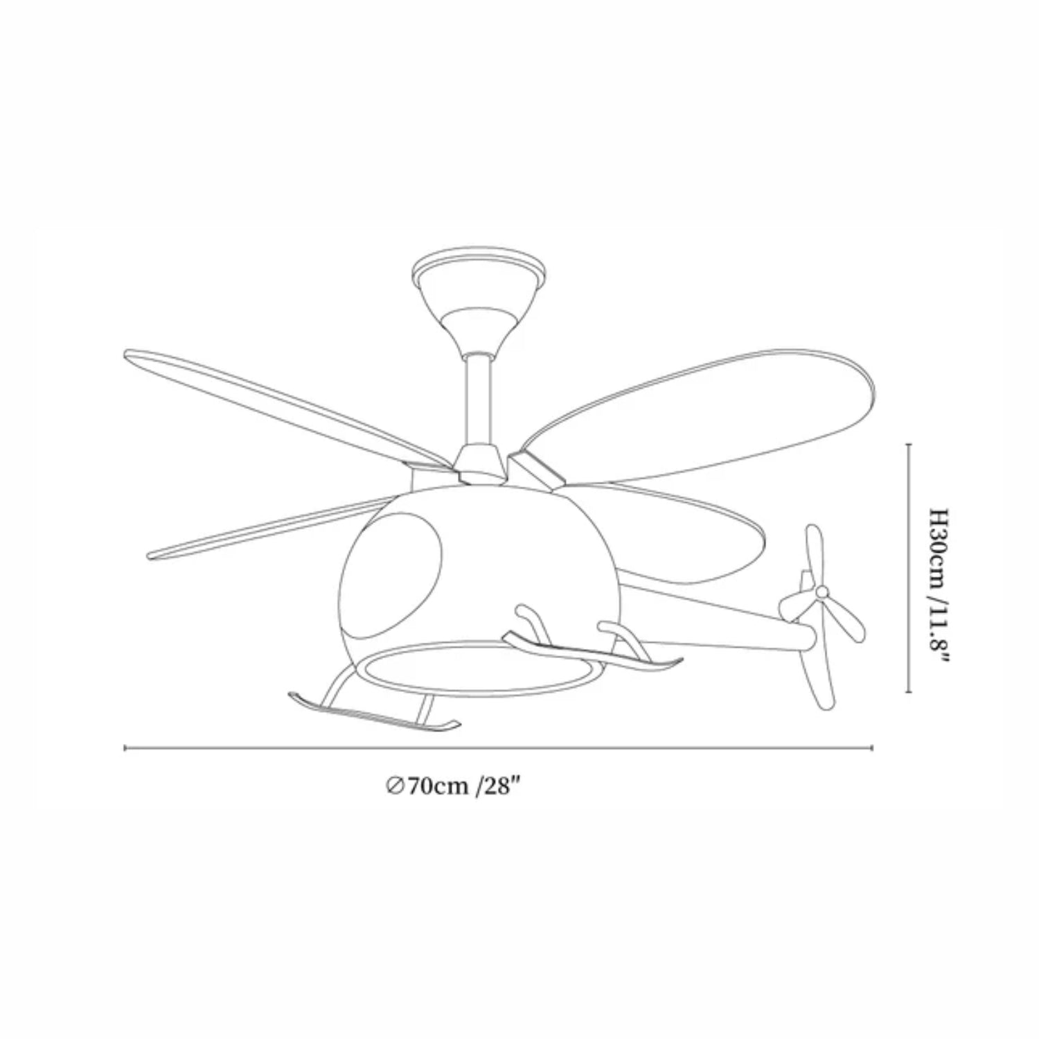 Ventilador de techo Jaraiso con forma de helicóptero