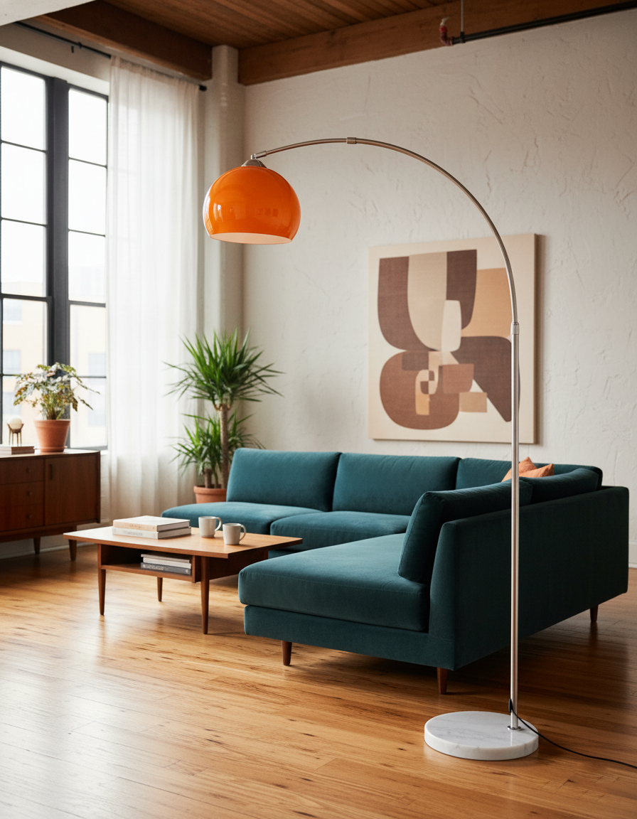 Lámpara de pie curvada Bevolia
