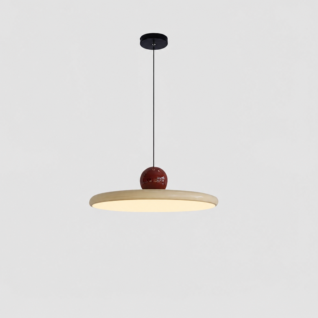 Lámpara colgante redonda Cini Rojo y beige Luz calida 3000K