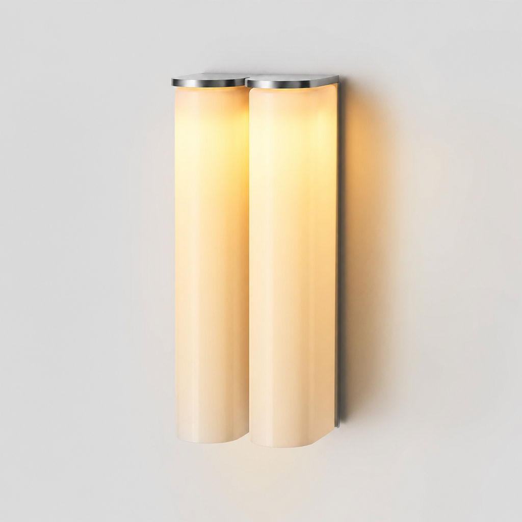Aplique de pared tubular Olmiven Cromo + vidrio blanco Luz cálida