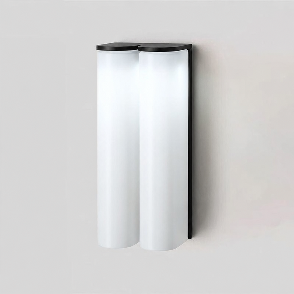 Aplique de pared tubular Olmiven Negro + vidrio blanco Luz fría