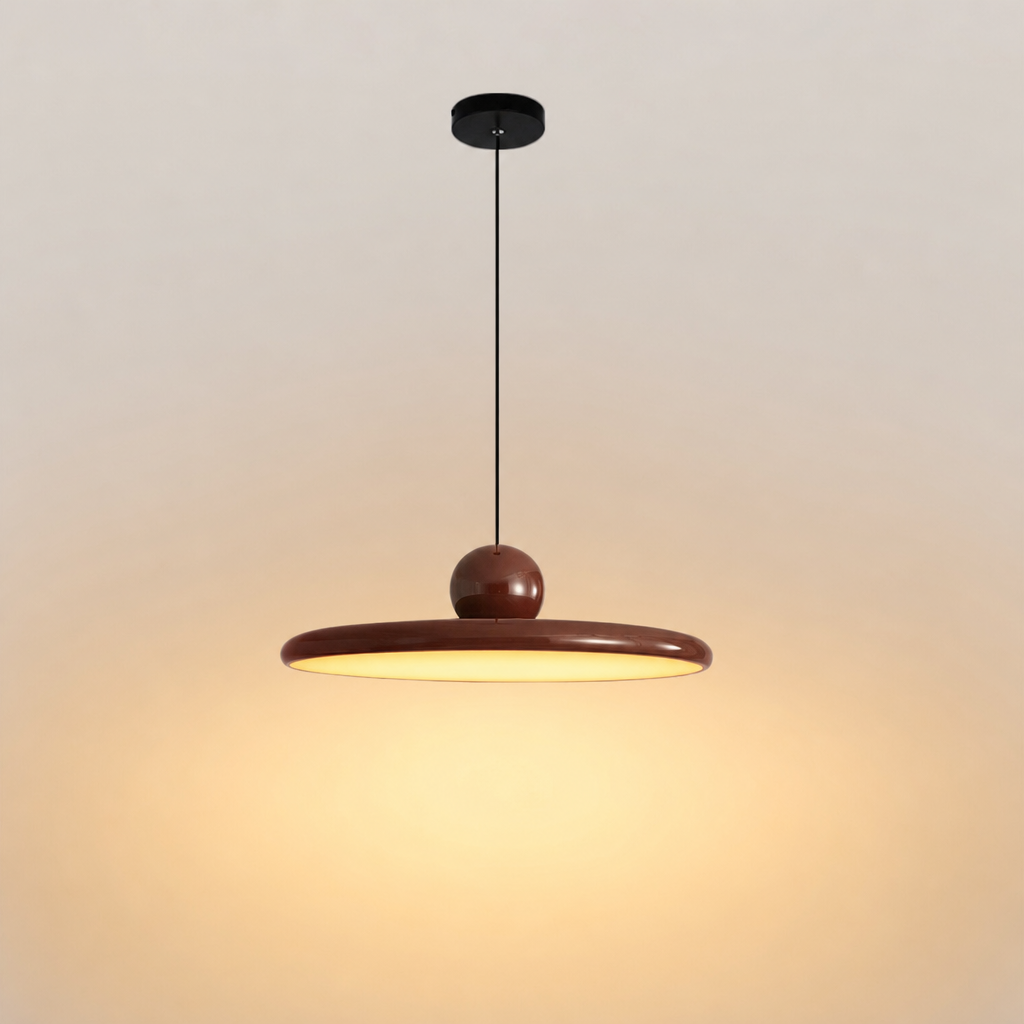 Lámpara colgante redonda Cini Rojo oscuro Luz cálida