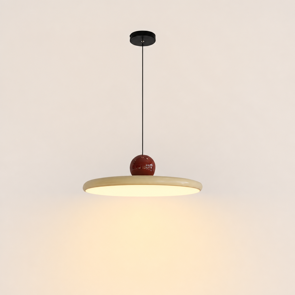 Lámpara colgante redonda Cini Rojo y beige Luz cálida
