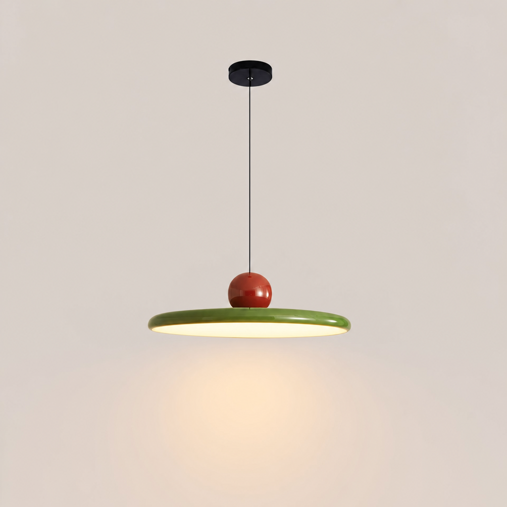 Lámpara colgante redonda Cini Rojo y verde Luz cálida atenuable Triac